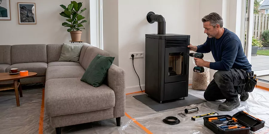 Fireplace Surround and Wall Installation Edison