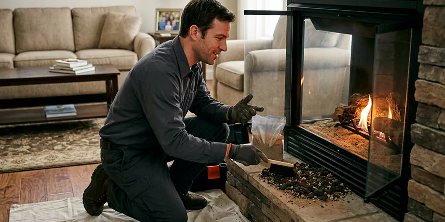 Sand and Embers for Gas Fireplace Edison
