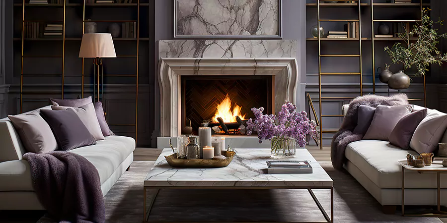 Modern Tile and Stone Fireplace Design Edison